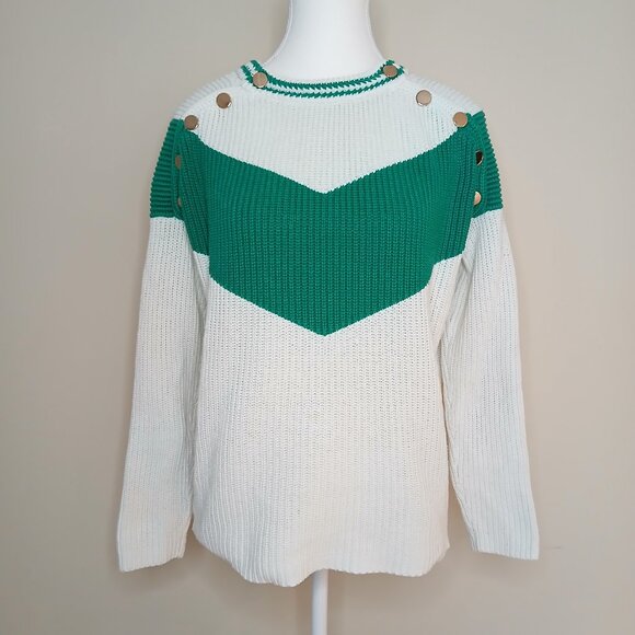 Maje Mariana Chevron Ribbed Wool Blend Knit Pullover Sweater Size Small - Picture 2 of 7